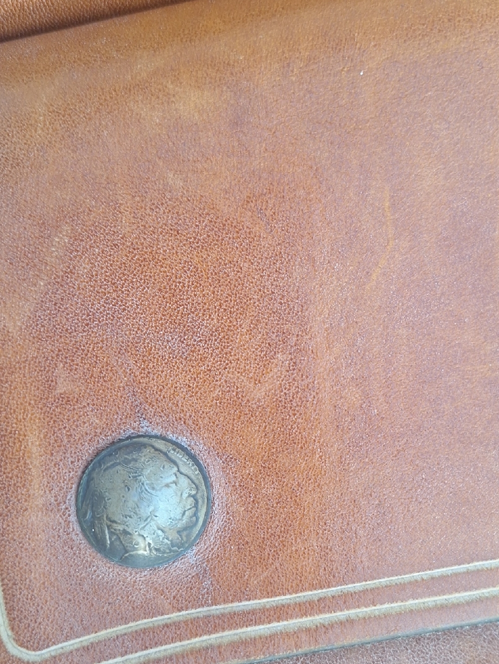 LEATHER ARTISTIAN Vintage Two-Compartment Tan Leather. Crossbody Bag - Picture 9 of 16